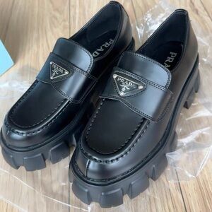 Prada Women's Black Chunky Sole Loafers